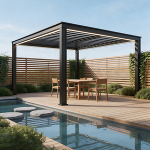 Pérgola Bioclimática Moderna de <span class=keywords><strong>Aluminio</strong></span> para Exteriores, Impermeable, 3x3 <span class=keywords><strong>3x4</strong></span>, con Techo de Láminas Ajustables Motorizadas, Pérgola de Jardín - Product Image 1