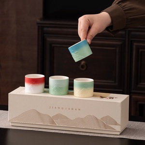 Juego de tazas de té de diseño clásico pintado a mano colores maestros paisaje cerámica porcelana cerámica para uso doméstico regalo de negocios - Product Image 2