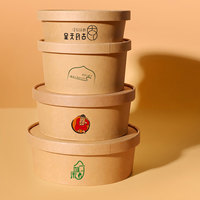 Conteneur alimentaire jetable en carton kraft de qualité alimentaire, personnalisé, pour salade à emporter, avec couvercles