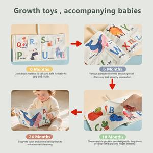 Libro de Tela para Bebés Comeon Baby Touch, para Envolver en la Cuna, en Blanco y Negro, con Formas Geométricas Suaves, Juguete para el Tiempo Boca Abajo, de 3 a 6 Meses - Product Image 4