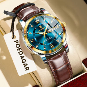 Poedagar 936 Wholesale High Quality Leather Men's Wrist Watch Waterproof Luminous Quartz Watches for Men - Product Image 1