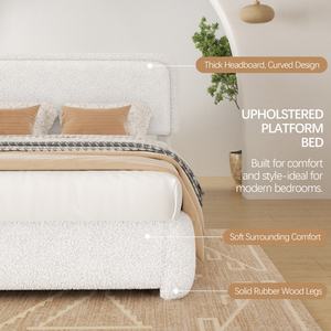 Онлайн-бестселлер: Мягкая роскошная кровать с обивкой из ткани букле для дома, доставка за 3 дня - Product Image 2