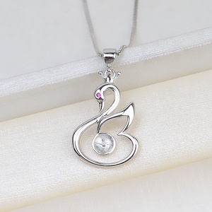 Pendentif en argent S925 en forme de cygne avec support vide pour perle de 8-9 mm, accessoire semi-bijou personnalisé pour cheveux pour femme - Product Image 4
