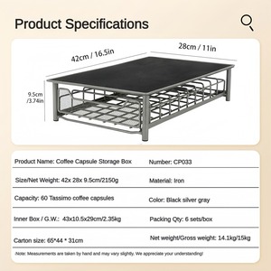 Organisateur de dosettes de café <span class=keywords><strong>Tassimo</strong></span> dédié à 60 dosettes, à double tiroir - Base antichoc pour support de machine à café et usage domestique - Product Image 4