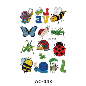 Dibujos animados niños impermeable cuerpo arte tatuaje pegatina mariquita insectos oruga libélula colorido tatuaje temporal pegatinas para niños - Product Image 3