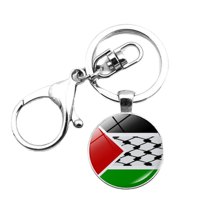Palestinian Flag Ball-Shaped Carabiner Crystal Keychain Letterpress Printed Peace-Loving Waterproof Lightweight Lobster Clasp