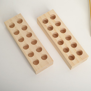 Support pour tubes à essai en bois, 28x3x10cm, organisateur de rangement en bois massif pour huiles essentielles et plantes hydroponiques - Product Image 1