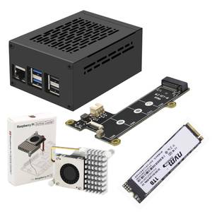 Aismartlink X1001 PCIe M.2 Key-M NVMe SSD <span class=keywords><strong>PIP</strong></span> Placa periférica + P579 Caja de metal con <span class=keywords><strong>Pi</strong></span> 5 Active Cooler + Disco duro de 1TB - Product Image 1