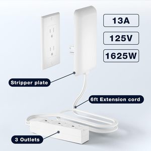 Regleta de enchufes plana ultrafina con 3 tomas y cable de extensión para pared, tipo EE. UU. - Product Image 6