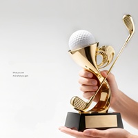 Trophée de golf en résine UV personnalisé haut de gamme pour entreprise, récompense créative pour employé d'honneur, avec base noire