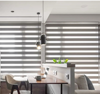 Persianas Modernas Zebra con Filtro de Luz, Control de Cadena, Doble Capa de Tela para Luz Suave, Privacidad, Interiores Abiertos, Horizontales, de Plástico