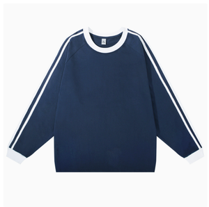 White Breathable Lightweight Sporty <b>Long</b> <b>Sleeve</b> T Shirt Crew Neck <b>Black</b> Trim Solid <b>Sleeves</b> Casual <b>Top</b> - Product Image 5