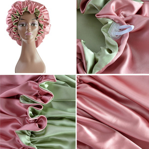 Cappello da Notte in Raso a Doppio Strato Regolabile con Stampa Floreale, 50 Colori, Lussuoso Copricapo in Seta per Donne - Product Image 5