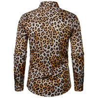 Nouvelle Arrivée Chemise Homme Imprimée Léopard à Manches Longues en Popeline Carrée Vintage Décontractée Grande Taille Respirante Infroissable