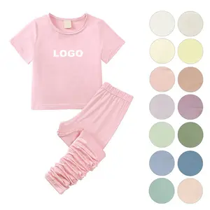 Two Piece Girls Clothing Sets Children's Baby Clothes Girls Short Sleeve T-shirt Top High Elastic Bottom Pants Fashion Apparel