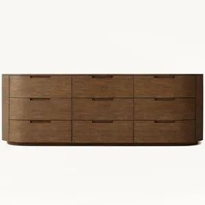 Chambre à coucher Salon Meubles modernes de luxe en bois massif Commode 9 tiroirs avec rangement haut de gamme
