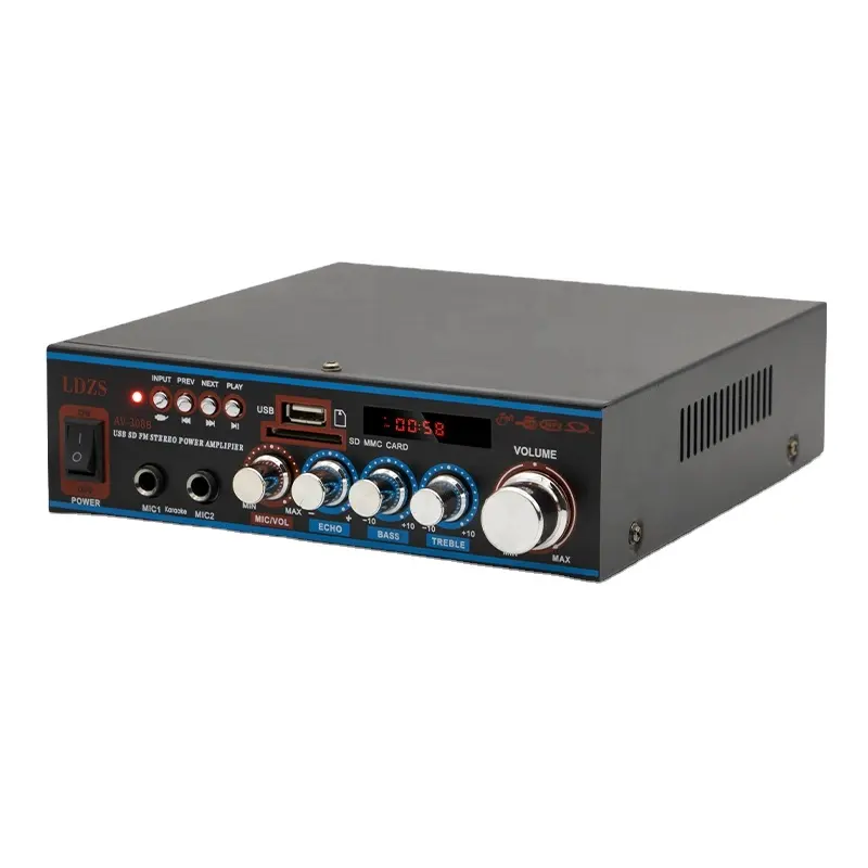 LDZS AV-308BT audio Amplificateur de puissance sonore 12V/220V Mini HiFi Stereo Audio Class D Amp Bass Treble