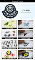 Étiquettes en silicone transparent 3D personnalisées avec logo, thermocollées, en PVC, avec support Velcro, motif floral sur toile pour vêtements