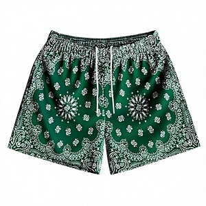 กางเกงขาสั้นผู้ชายสีดำพิมพ์ลายผีเสื้อแบบมีเชือกผูกเอวกลางลำลอง - Product Image 4