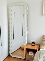 Miroir pleine longueur ondulé réglable pour amincissement, sur pied, pour magasins de vêtements, maison, hôtel, miroir mural - Grande Vente