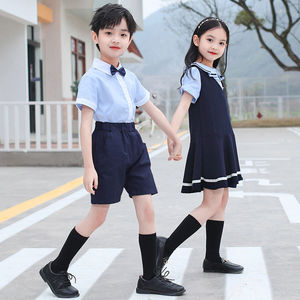 Uniforme scolaire bleu pour enfants, ensemble pour élèves du primaire, style britannique, look académique avec chaussettes - Product Image 4