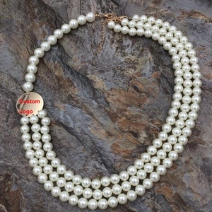 カスタムソロリティアクセサリーIOTAPHI LAMBDA316Lステンレス鋼ビーズパールネックレスジュエリー - Product Image 6