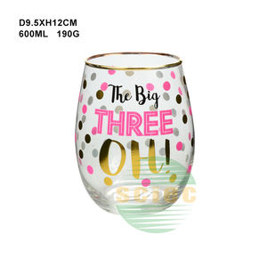 <span class=keywords><strong>Verre</strong></span> à <span class=keywords><strong>vin</strong></span> en forme d'œuf, 21 oz, avec bordure dorée et autocollants - Product Image 3