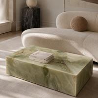 Table basse en marbre onyx vert naturel de style rétro luxueux Cammy Stone pour salon, villa, hôtel, maison
