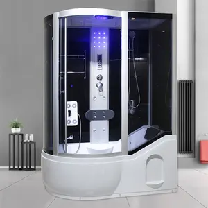 Hotel bathroom waterproof steam hydro massage shower rooms cabin with tempered safety glass in aluminium frame