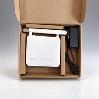 F690V Modem Fiber Optik XPON ONU Gigabit Empat Port dengan Adaptor Daya Versi Bahasa Inggris untuk Perdagangan Luar Negeri
