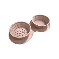 Bols de voyage pliables en silicone pour animaux de compagnie 2-en-1 avec distributeur de nourriture lente et base à ventouse, motif uni, option de suspension