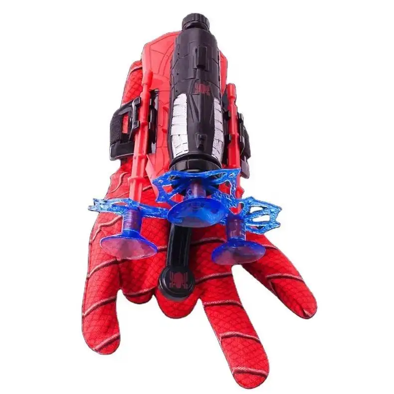 Penjualan sebenarnya pekerjaan pergelangan tangan mainan laba-laba Super Man busur dan panah peluncur Web Shooter permainan keselamatan