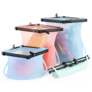 Sacs de conservation alimentaire pliables en silicone 10-20L avec fermeture hermétique pour réfrigération et utilisation au micro-ondes - Product Image 1