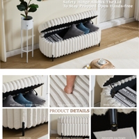 Banc de rangement ottoman moderne haut de gamme OEM avec charnières de sécurité, capitonné, pour chambre à coucher, salon, entrée, fenêtre