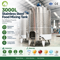 Cuve de mélange en acier inoxydable avec agitateur pour sauces alimentaires, sirops, boissons, liquides et traitement à température contrôlée