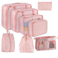 Sac de rangement de cubes d'emballage en nylon de luxe de haute qualité 8 ensembles pour les organisateurs de voyage avec fermeture à chaîne motif géométrique