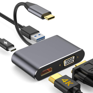 <span class=keywords><strong>Cable</strong></span> de estación de acoplamiento USB multipuerto 4 en 1 4K tipo C <span class=keywords><strong>VGA</strong></span> Hub pantalla HDTV Puerto + adaptador USB3.0 USB C Hub - Product Image 1