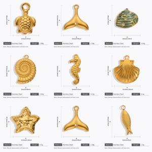 Colgante de concha de estrella de mar Animal de tortuga y caracola de acero inoxidable multicolor con circón para accesorios de joyería DIY - Product Image 5