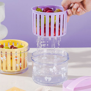 Portable <b>Food</b> Grade Fruit Washing Cup With Drain Basket Salad Container 4 Pieces Set For Fresh Produce Storage And Cleaning - Product Image 1