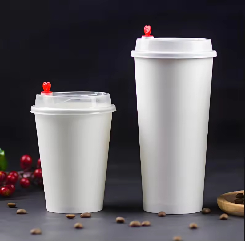 Custom Printing Takeaway Biodegradable Coffee Paper Cup Double Wall Disposable Paper Cup with Lids