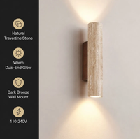 Applique murale en travertin naturel, éclairage bidirectionnel haut/bas, finition bronze foncé, 110-240V, luminaire mural moderne en pierre pour villa et hôtel