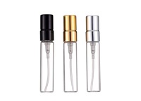 Flacon pulvérisateur de parfum en verre tubulaire transparent de 2 ml, 3 ml, 5 ml, 10 ml, mini atomiseur de voyage avec bouchon pompe en métal doré, argenté ou noir