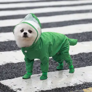 Novo design impermeável cão chuva roupas capa cheia cão raincoat com rainshoes