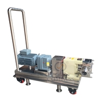 2.2kw 3hp 120000cps cairan viskositas tinggi baja tahan karat Yogurt SS316L Rotor pompa dengan troli untuk sirkulasi