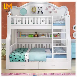 LM niños Top venta moderno montessori muebles camas literas para los niños sólo de madera cama litera con almacenamiento cama litera para niños