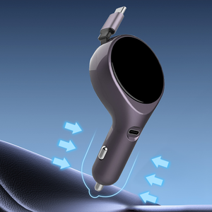 Nouveaux produits 2026, adaptateur de chargeur de téléphone de voiture USB avec câble USB C rétractable 30W, charge super rapide, chargeur de voiture USB 2 en 1 - Product Image 5