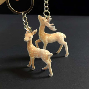 Llavero de resina con diseño de ciervo <span class=keywords><strong>Sika</strong></span> flocado Mengda, colgante de alce, accesorio decorativo para bolso - Product Image 4
