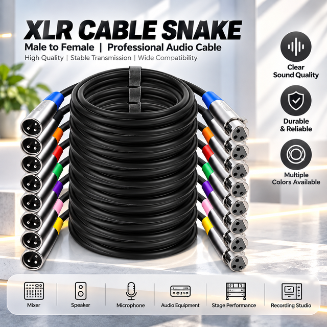 Colorful 3 Pin XLR Male to Female Cable Balanced XLR Microphone Audio Cable for Mixer Speaker Studio Stage 1M 2M 3M 5M