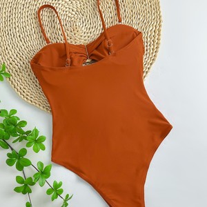 प्रशिक्षण स्विमसूट कस्टम स्विमसूट ठोस खाली हाई लेग लक्जरी सेक्सी वन-पीस स्ट्रिंग बिकनी सेट एक कंधे की उच्च कट वाली महिला स्विमसूट - Product Image 2