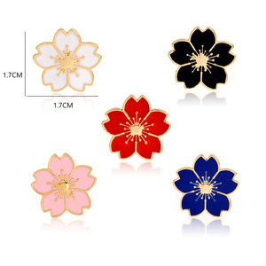 Insignias de flor de cerezo Pins lindo metal Insignias de dibujos animados broche bolsas de ropa esmalte suave Sakura broche personalizado al por mayor - Product Image 6